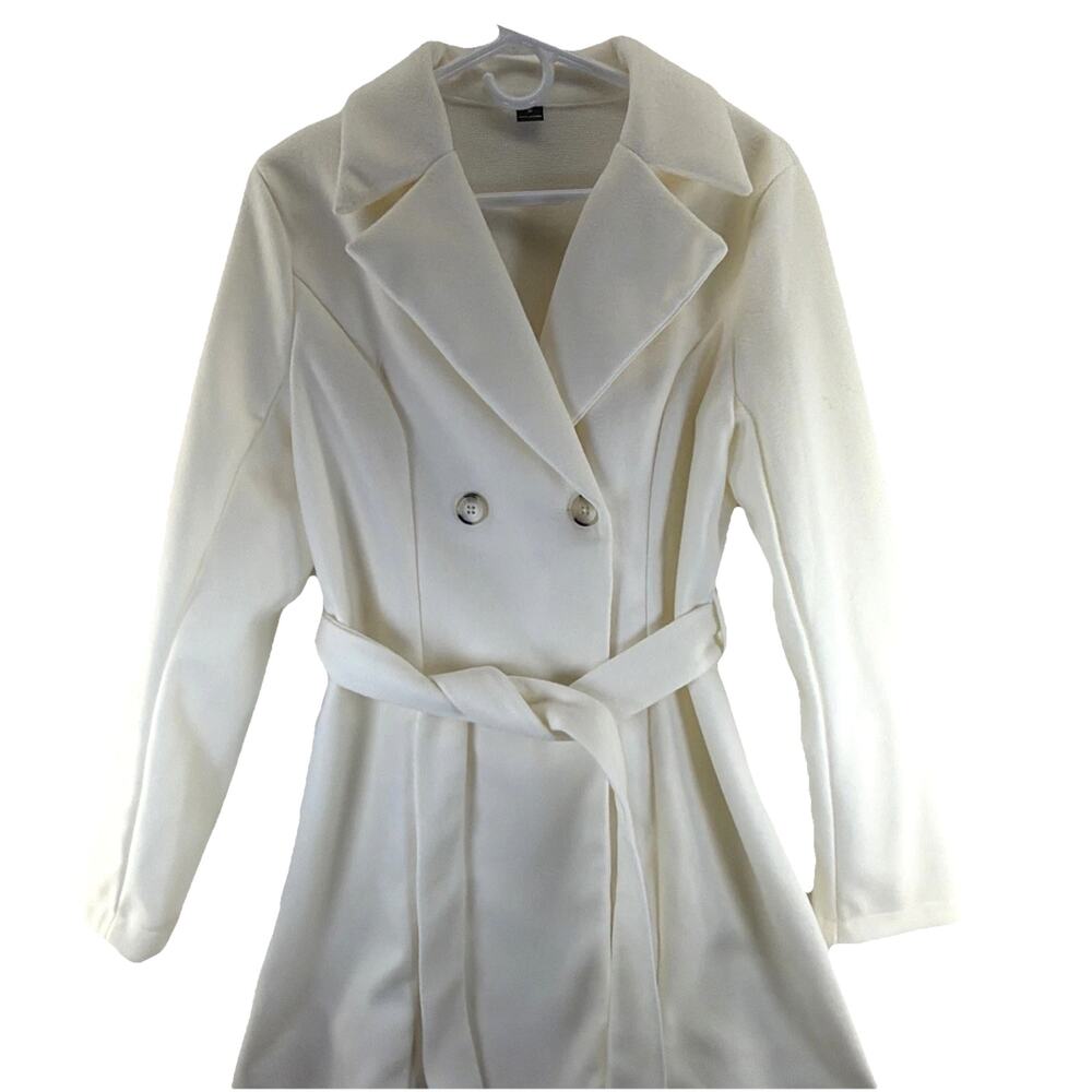 Bachelorette Bridal Double Breasted Peacoat Ivory Neutral Med Clean Girl NWOT